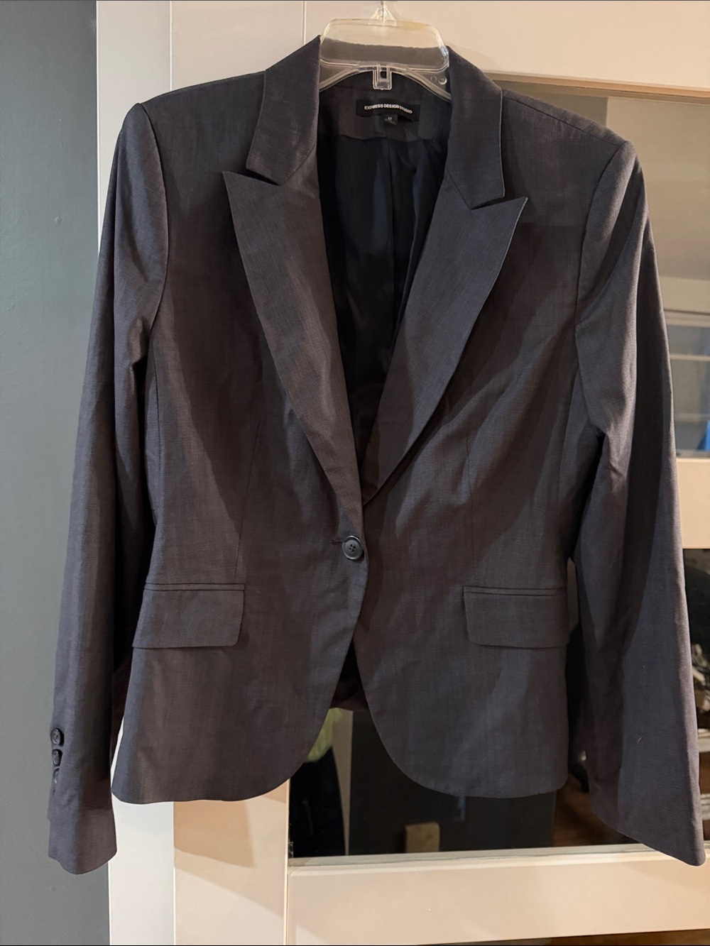 Express Women’s Dark Charcoal Single-Button Blazer